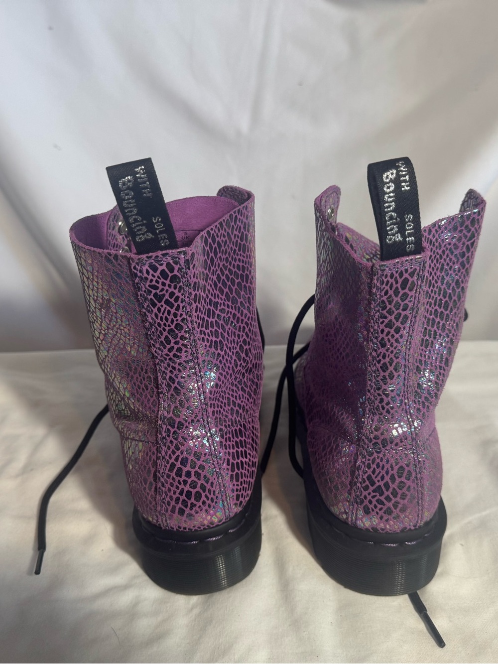 Dr Martens 1460 Pascal Boots Size 8 Doc Purple Snake Metallic Suede Gothic - Picture 4 of 8